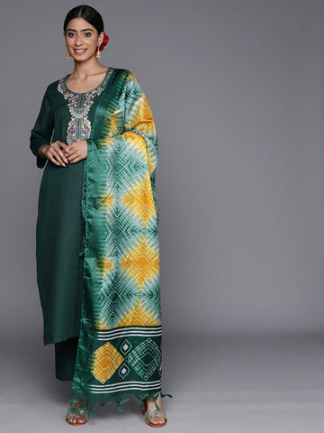 Varanga Floral Zari Embroidered Kurta With Trousers & Dupatta
